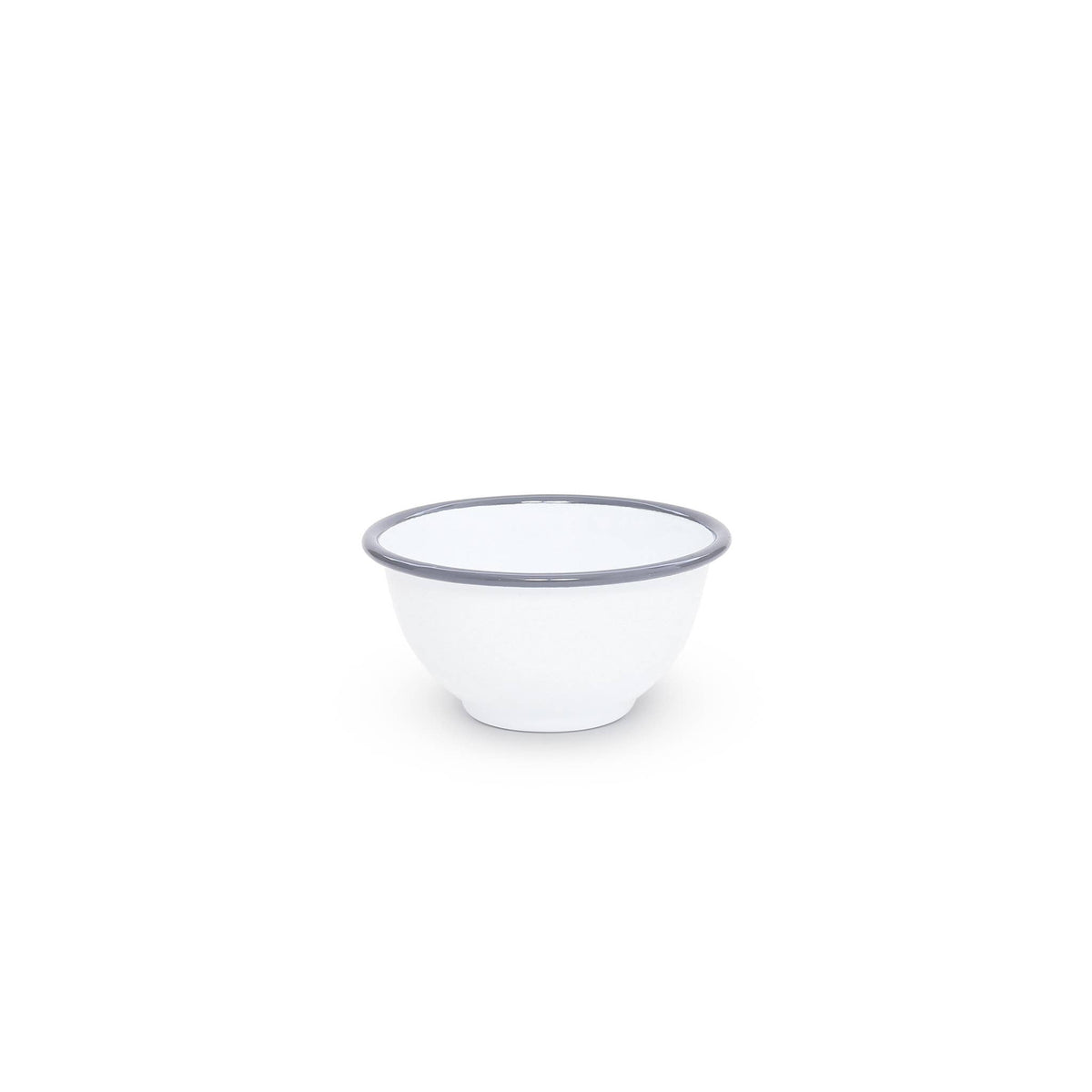 Vintage Enamelware Small Footed Bowl: Blue Rim