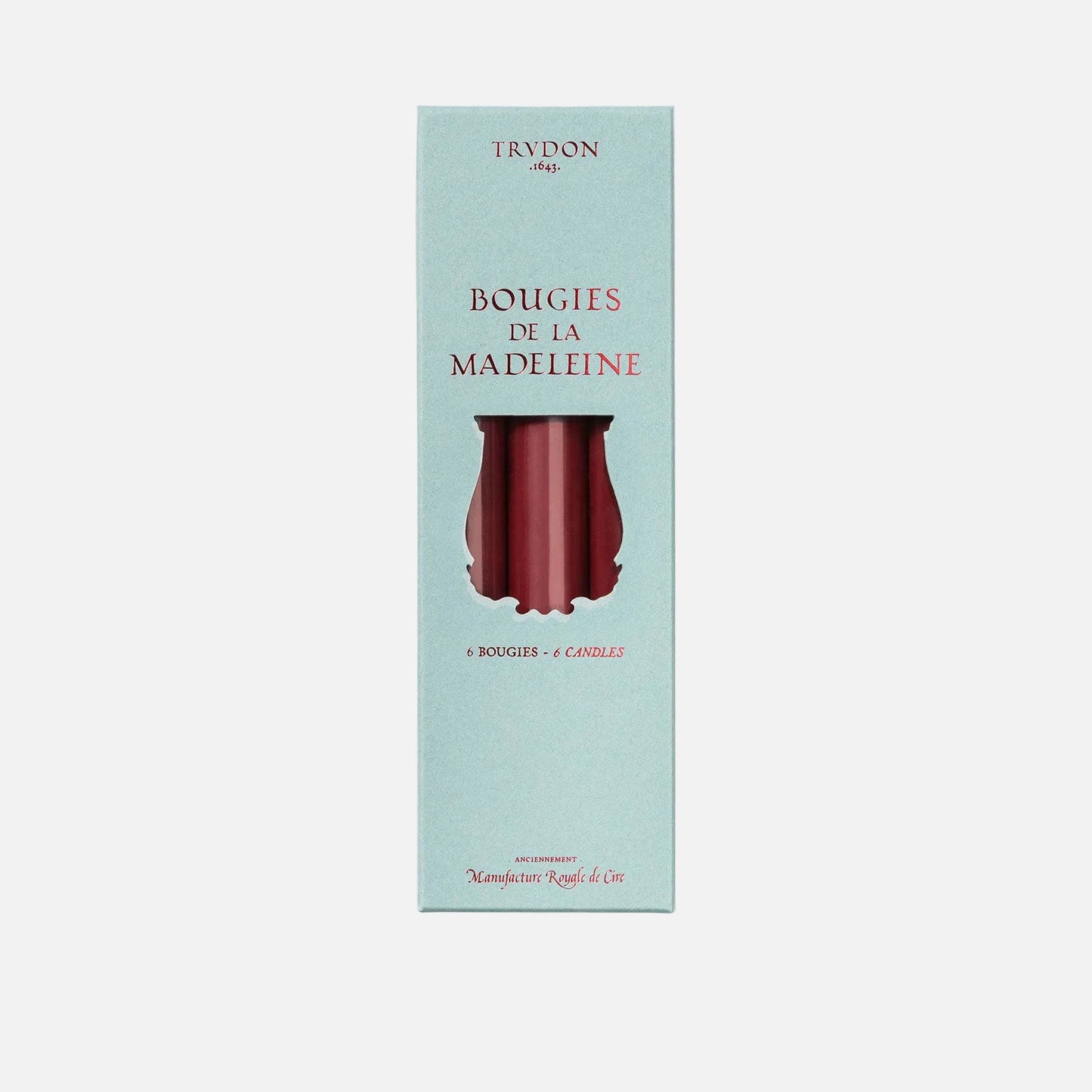 Box of terracotta candles on a light gray background
