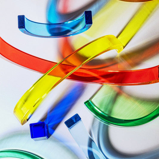 Colorful plastic blcoks on a white background