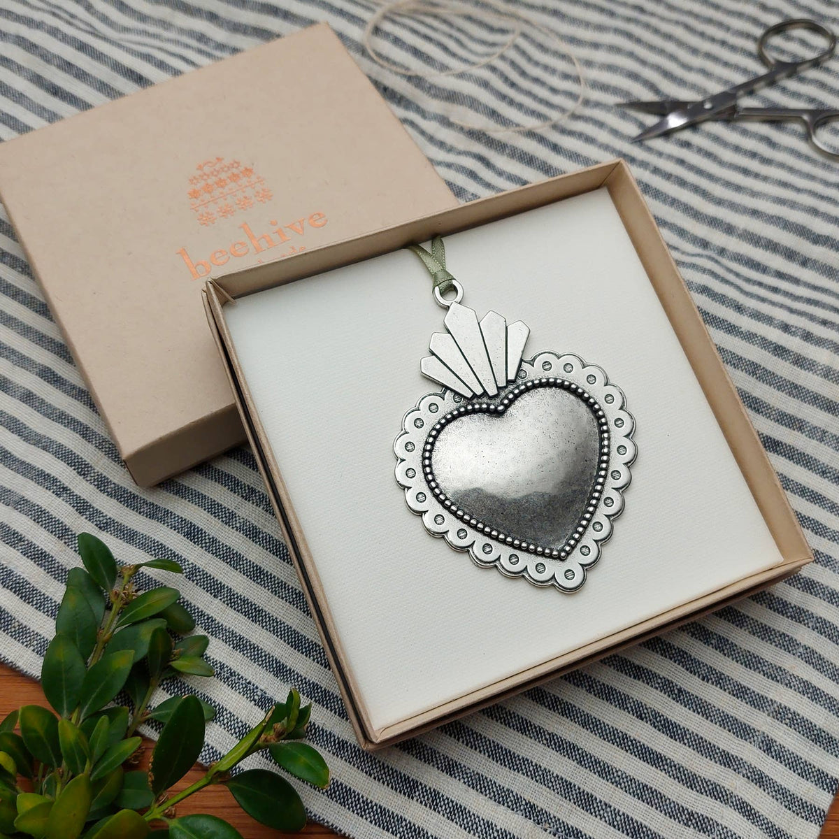 Artist Made Sacred Heart Holiday Ornament - Made in USA