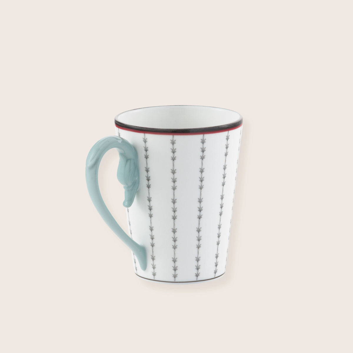 Ginori 1735 Fortunae Tall Mug, Four-Leaf Clover, handle view