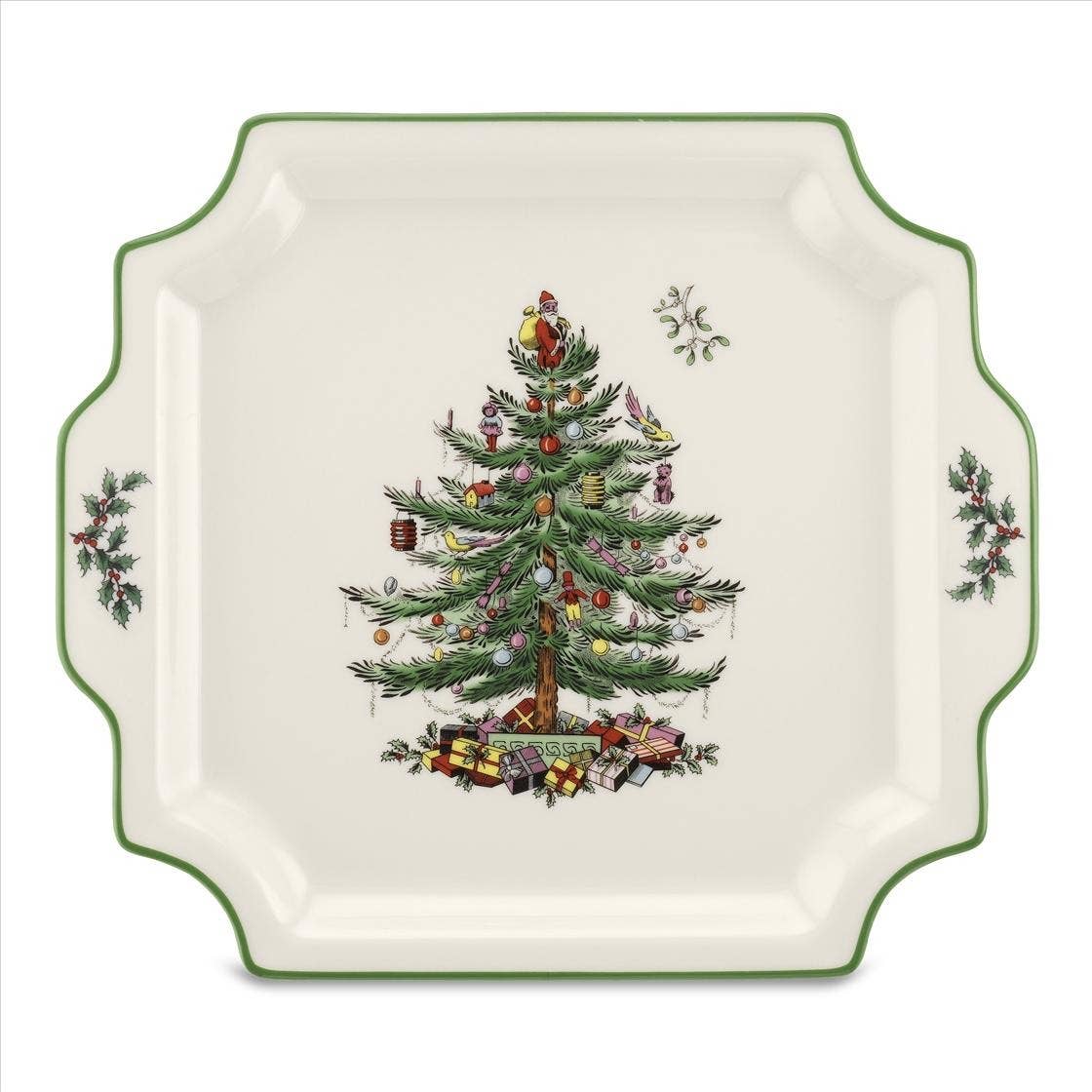 Spode Christmas Tree Square Handled Platter - 12.5"
