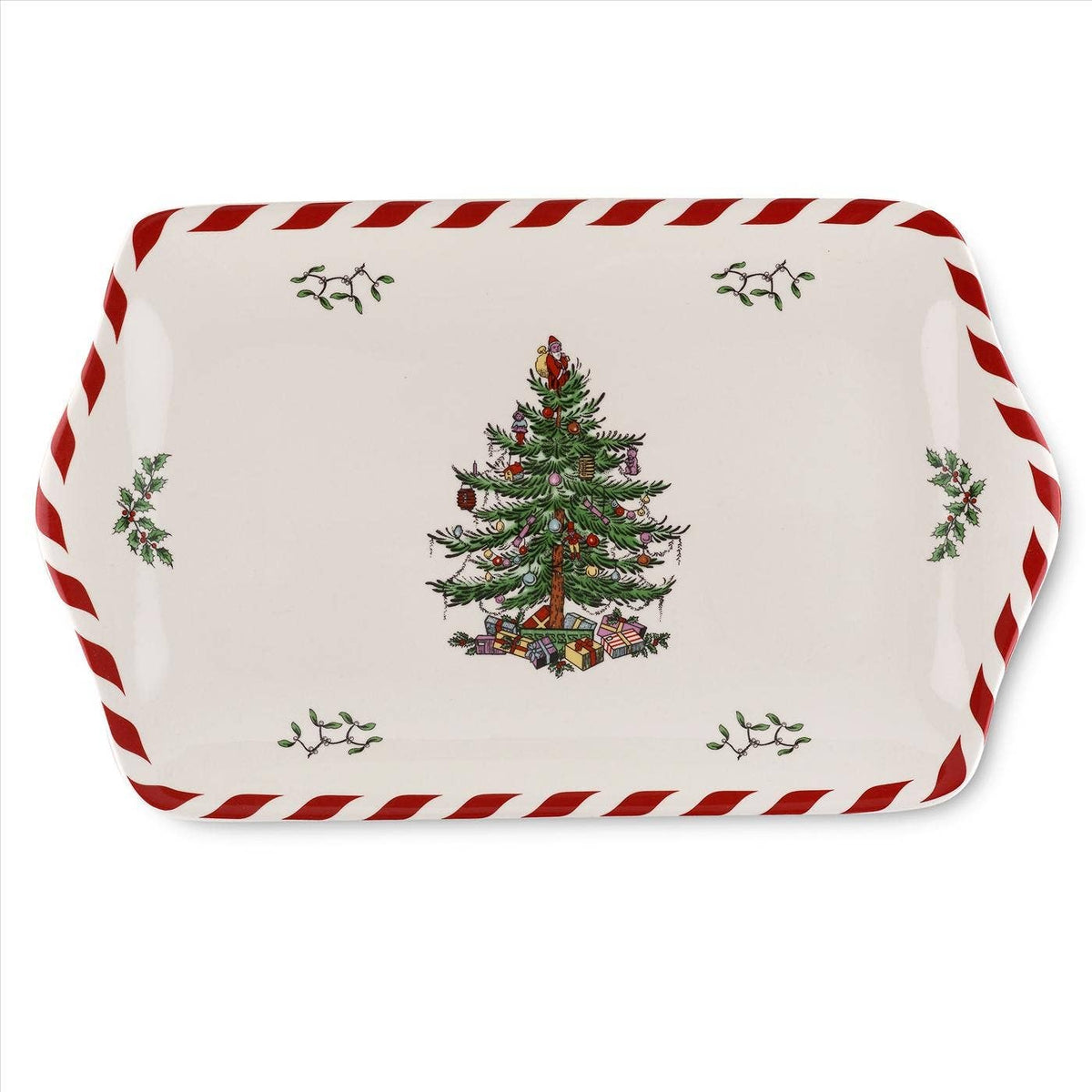 Spode Christmas Tree Peppermint Dessert Tray - 12"