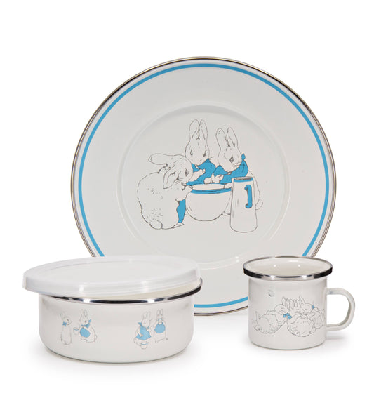 Golden Rabbit Enamelware Boy Rabbits Child Set