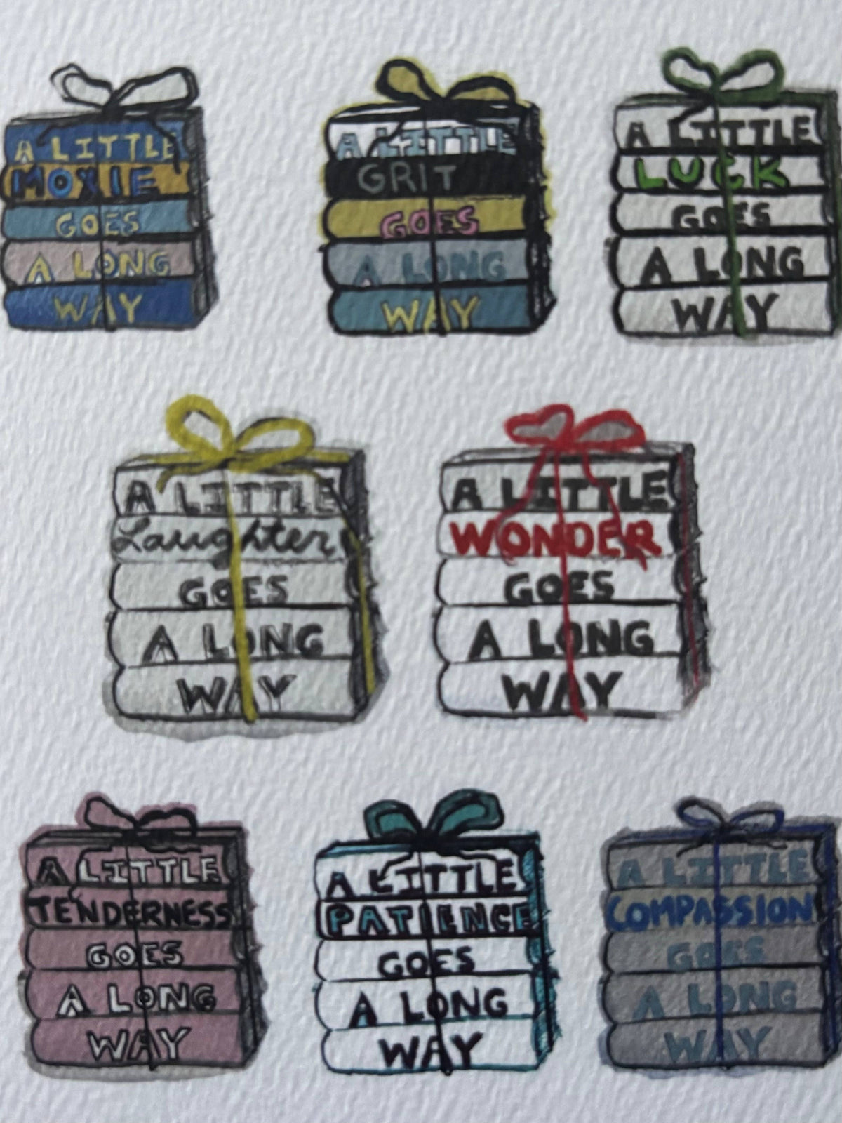 Book lover stacks of books with messages greeting card