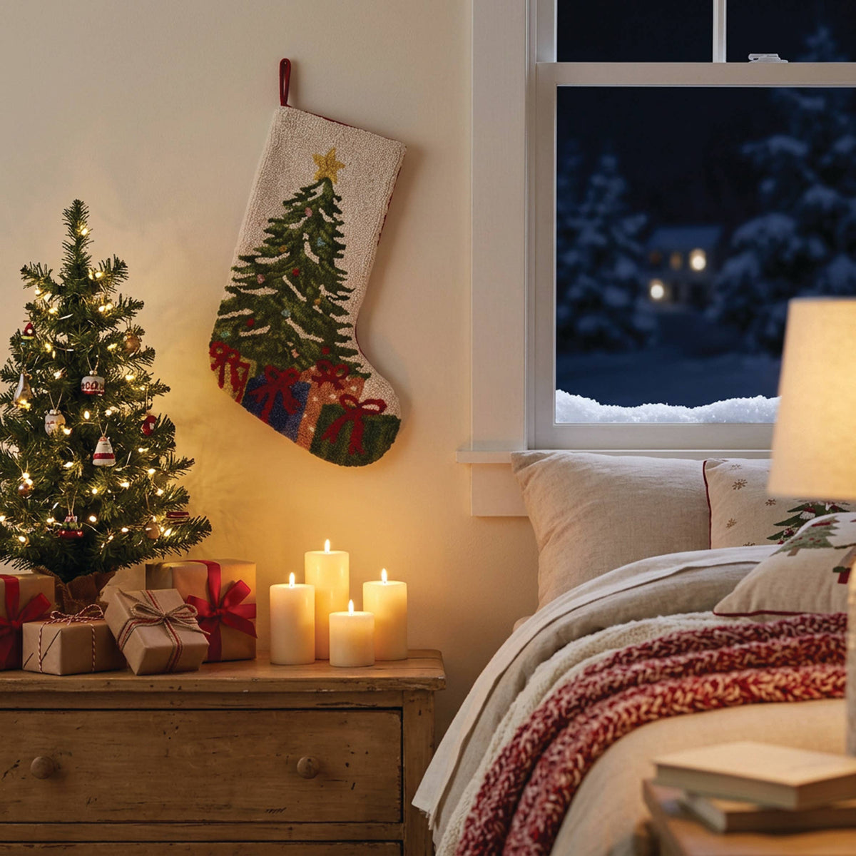 Christmas Tree & Presents Hook Stocking