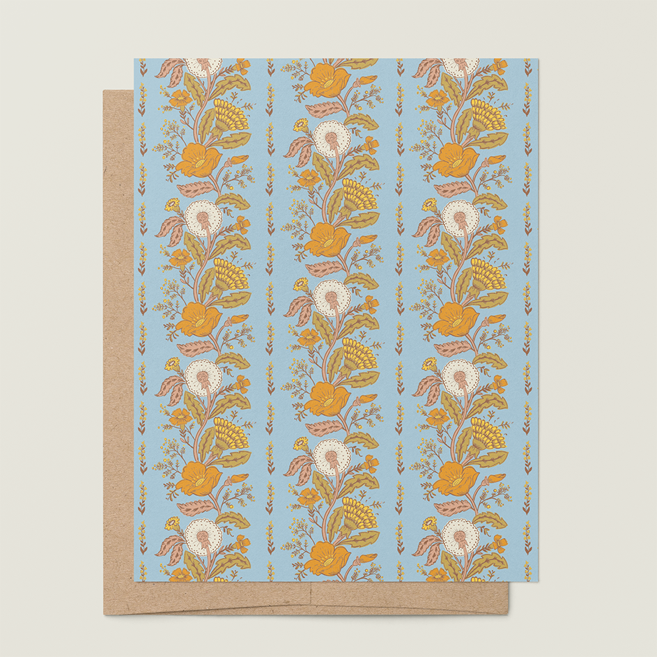 Dandelion Poppy Rows A2 Greeting Card