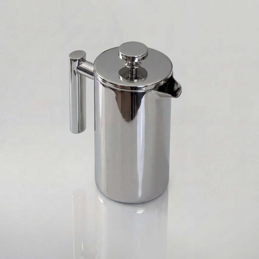 Mirror-finish stainless steel French press