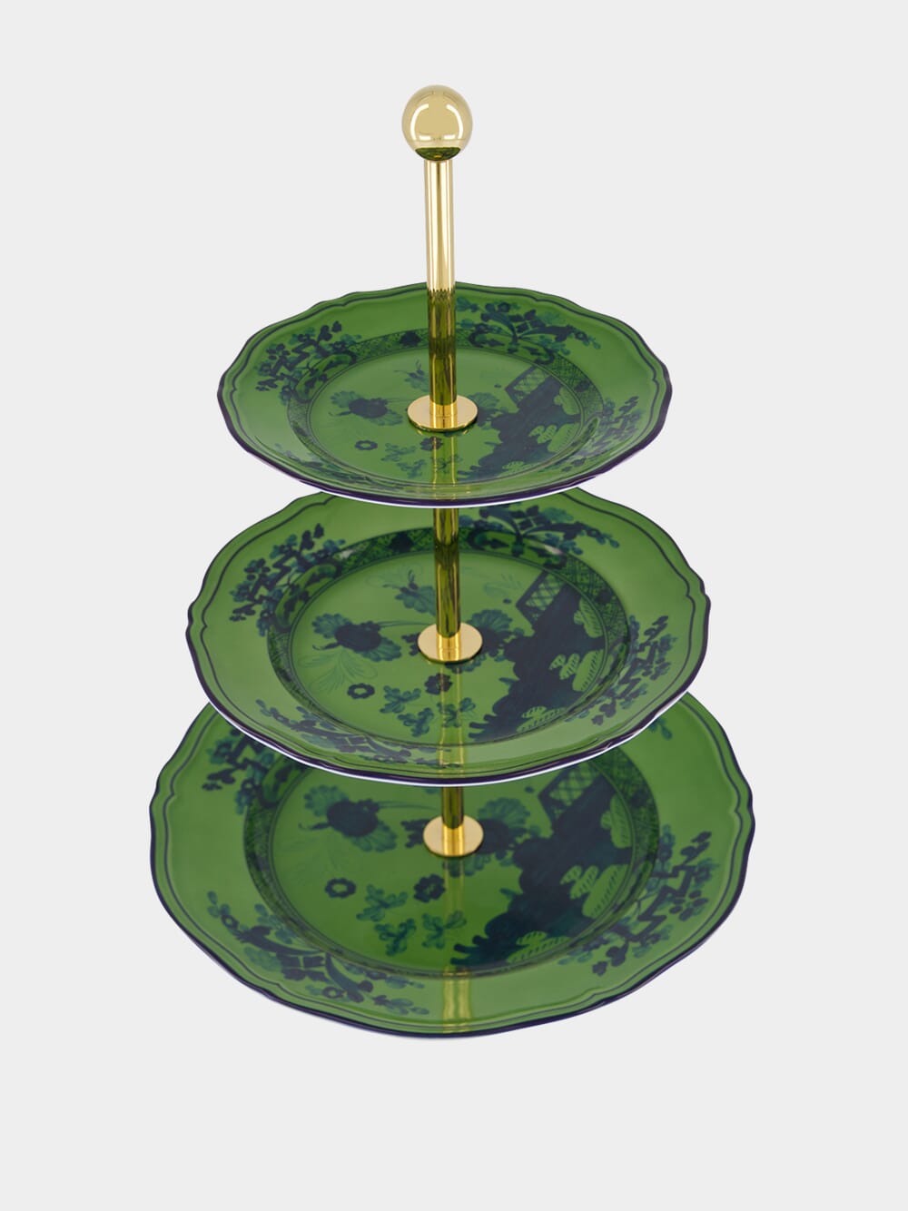 Ginori 1735 Oriente Italiano Malachite 3-tier serving stand, alternate view