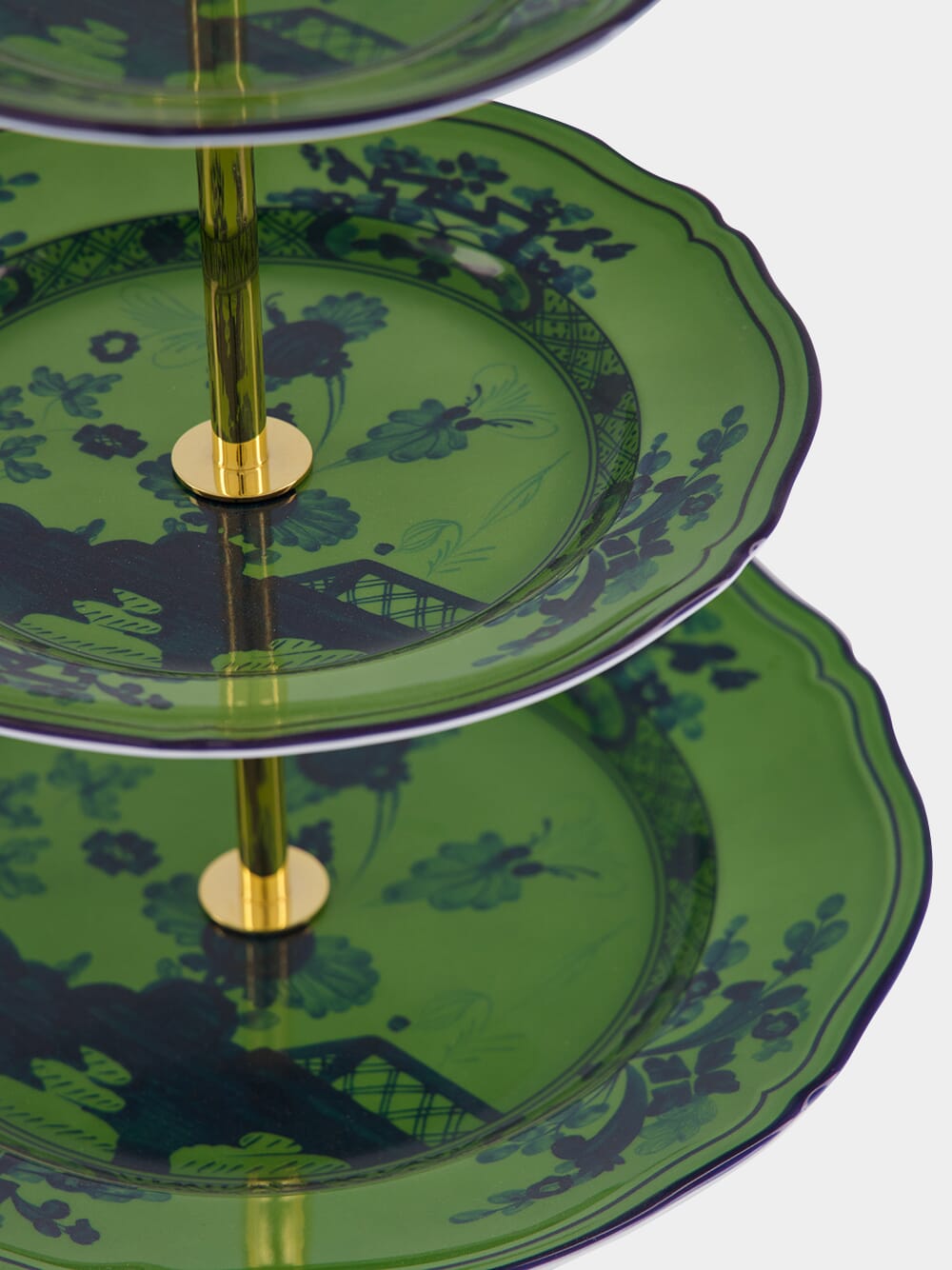 Ginori 1735 Oriente Italiano Malachite 3-tier serving stand, detail