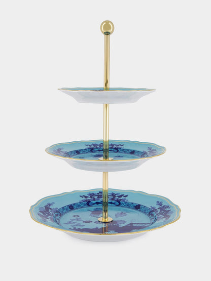 Ginori 1735 Oriente Italiano 3-Tier Serving Stand, Iris