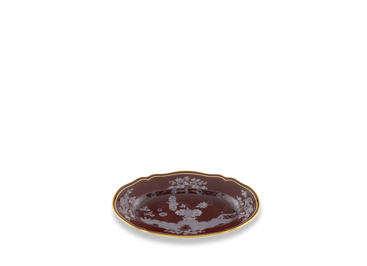 Ginori 1735 Oriente Italiano Oval Pickle Dish, Castagna