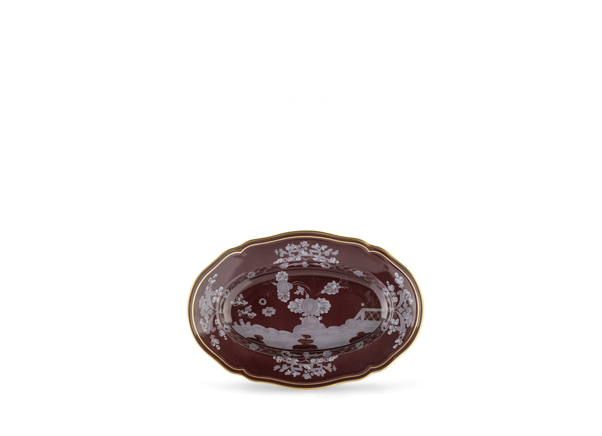 Ginori 1735 Oriente Italiano Oval Pickle Dish, Castagna