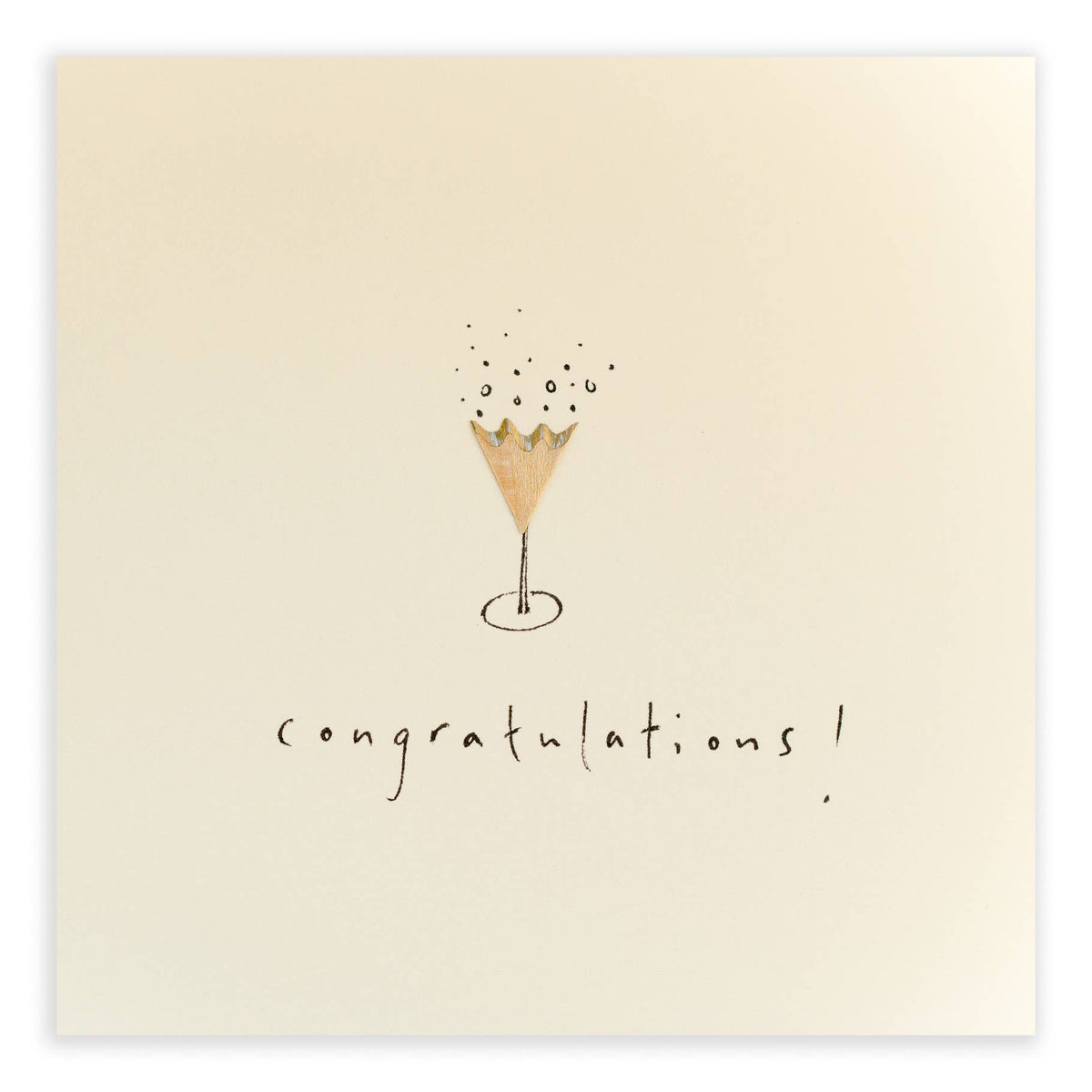 Champagne Congrat Card – Handfinished UK Real Pencil Shaving