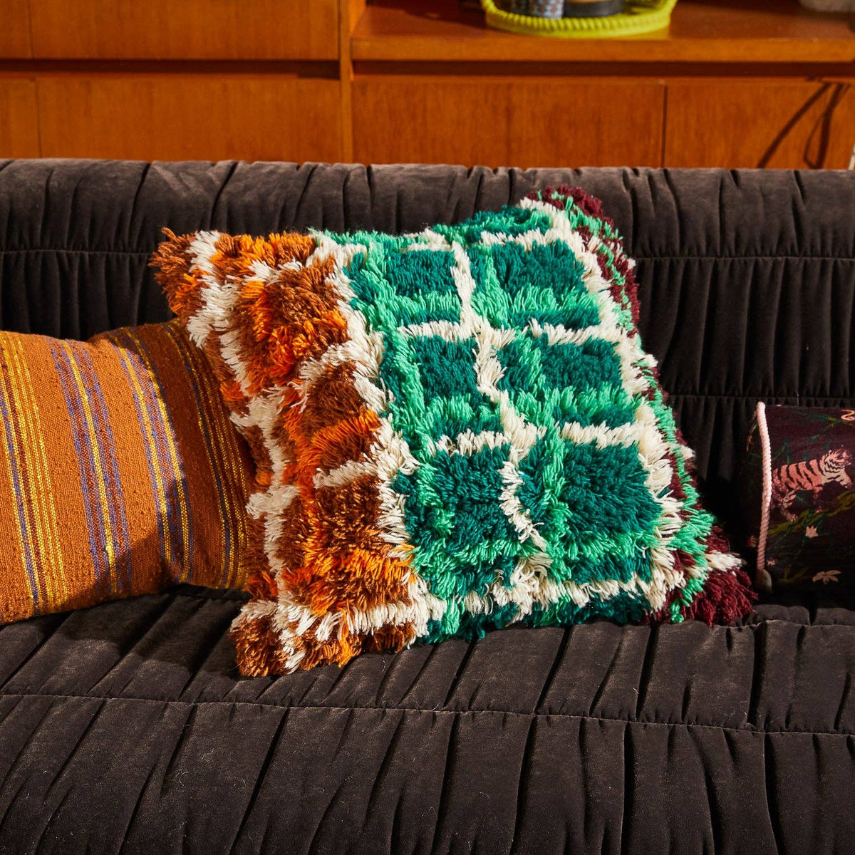 Karina Shag Cushion - Verdant: Feather Insert