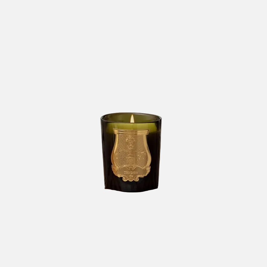Candle with golden label