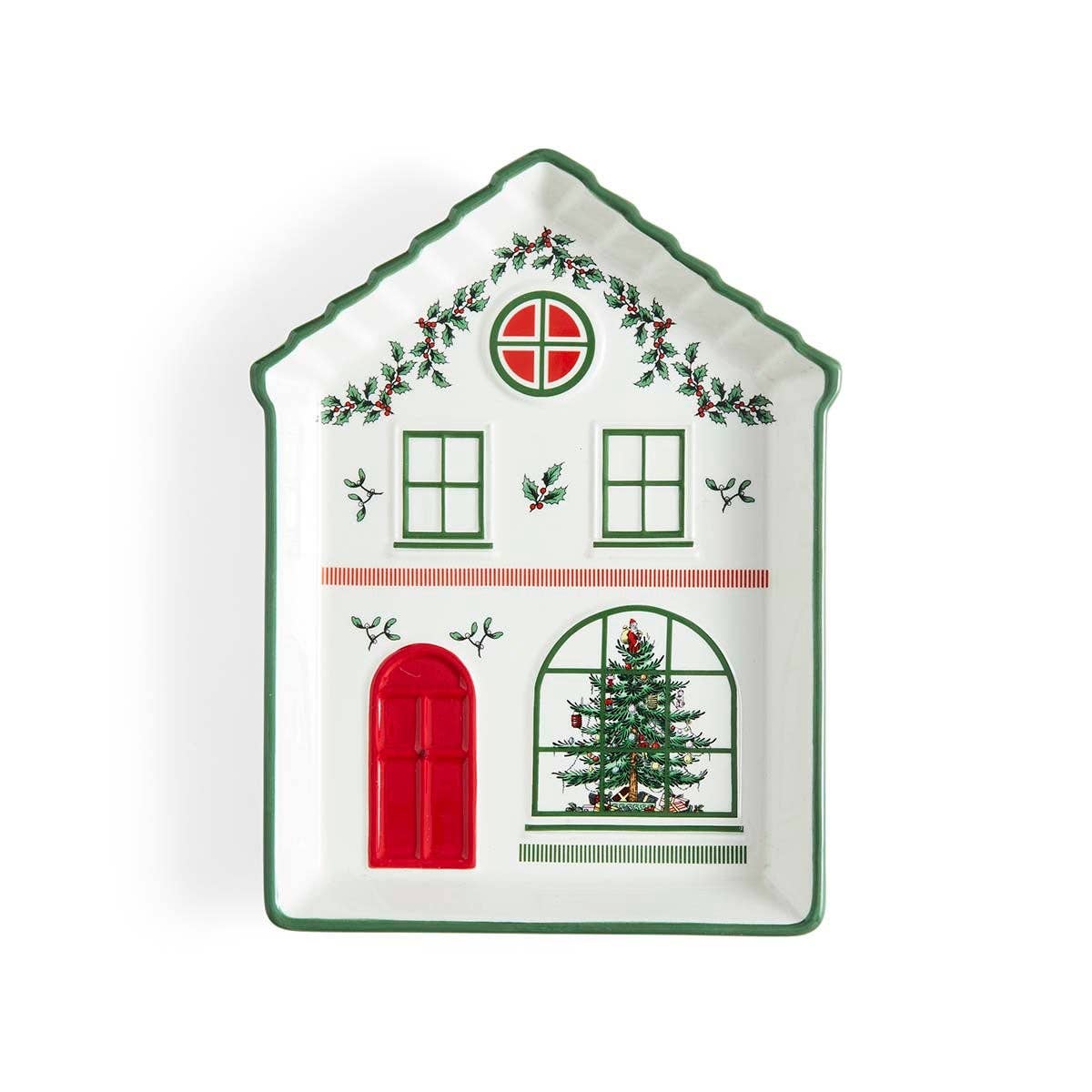 Spode Christmas Tree Village Tidbit Tray - Green