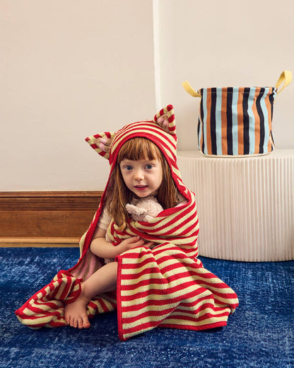 Ladybug Stripe Cotton Terry Kids Hooded Towel: Toddler