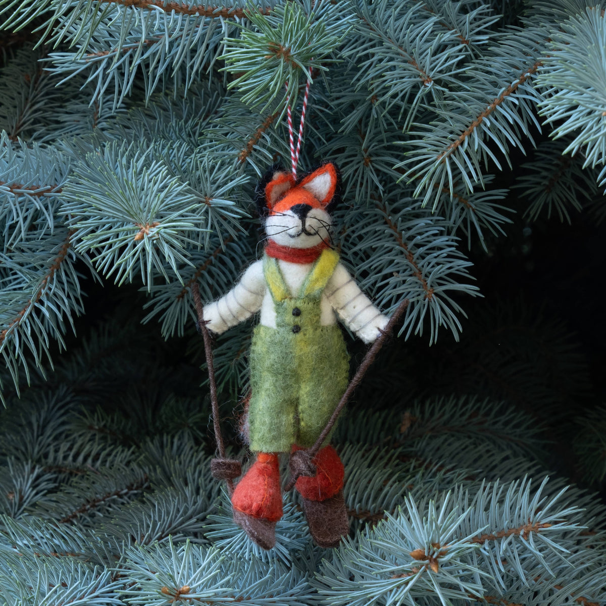 Ornament - Christmas Decor - Fox on Skis, Assorted