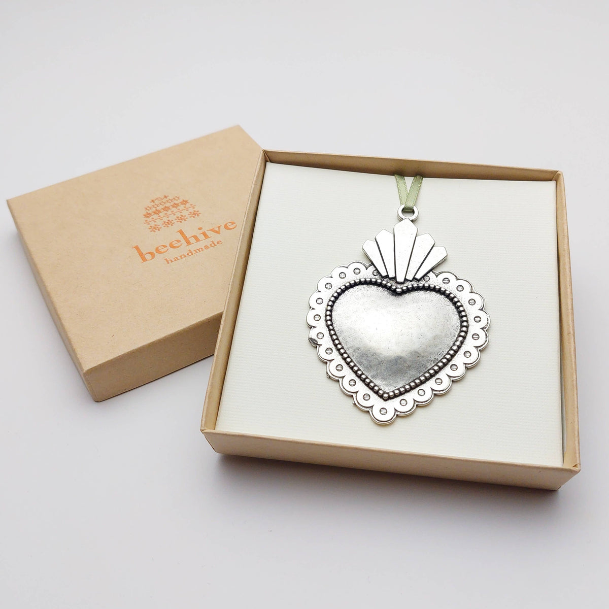 Artist Made Sacred Heart Holiday Ornament - Made in USA