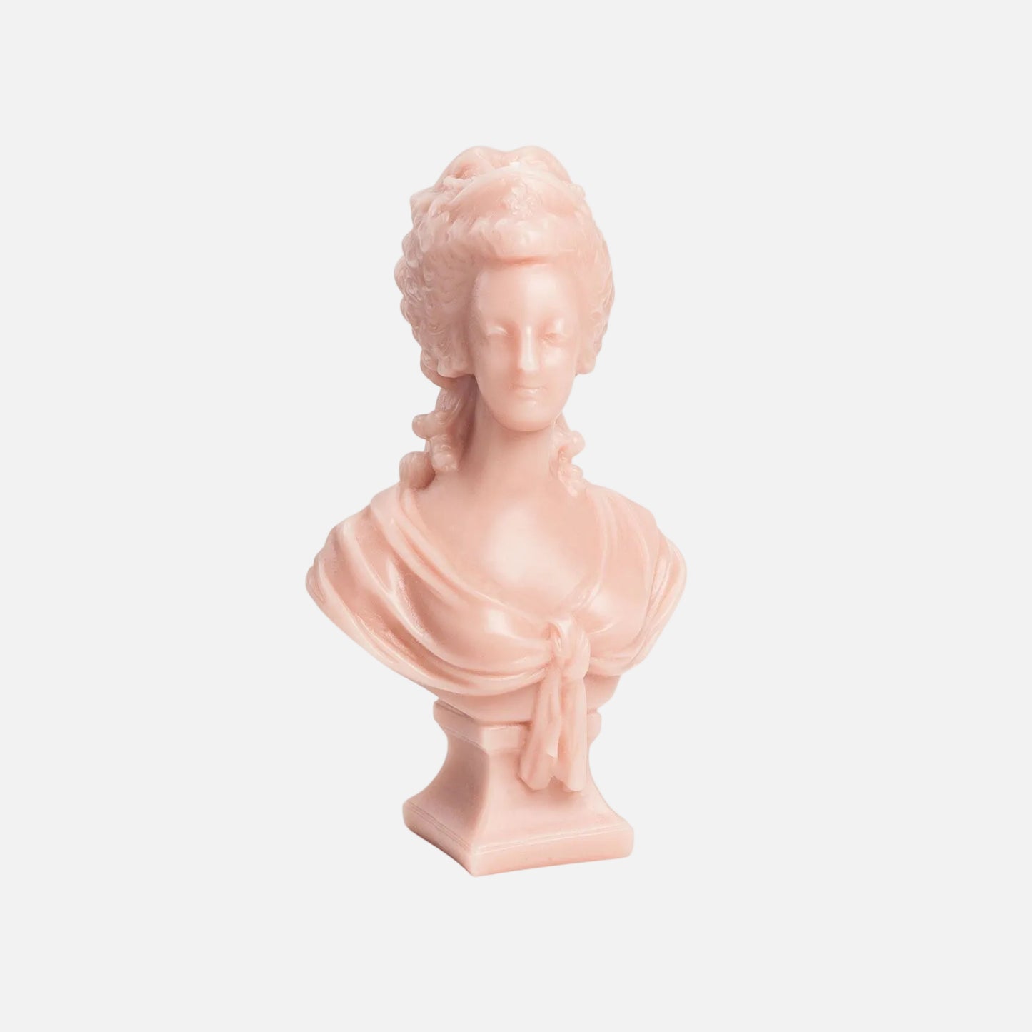 Pink bust sculpture on a white background