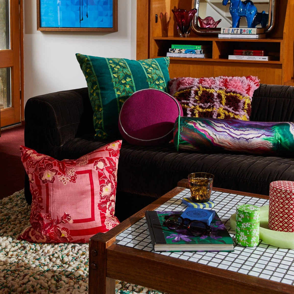 Agata Velvet Cushion - Verdant: Feather Insert