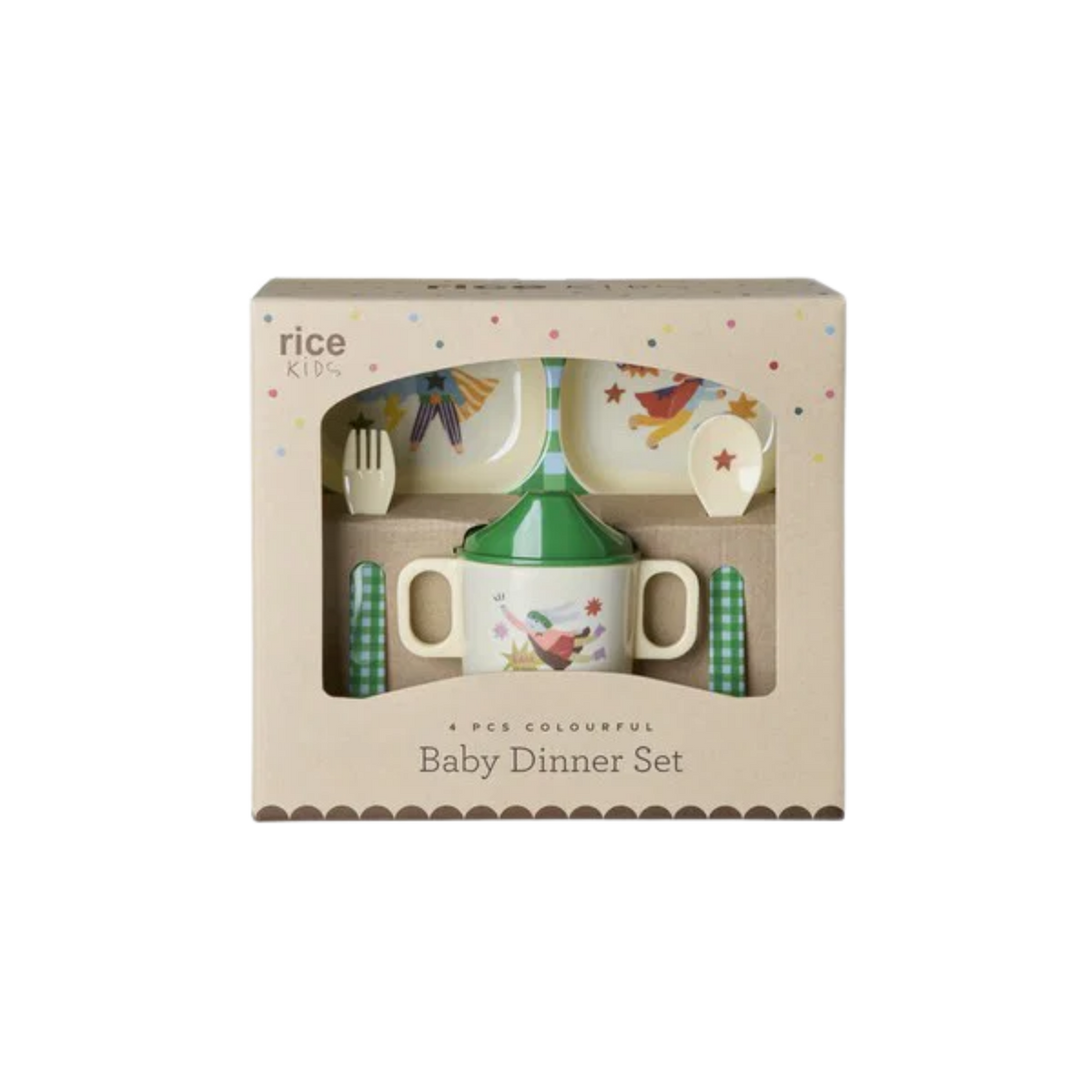 Melamine Baby Dinner Set in Giftbox - Hero Print - Green - 4 pcs