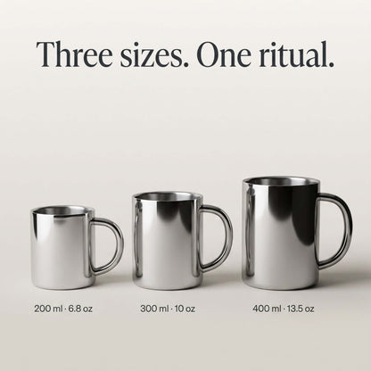 Double-Layer Glossy Stainless Steel Cups in 200, 300 and 400 ml
