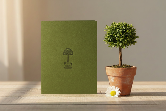 Letterpress Card- Simple & Sweet Topiary-Green/Black