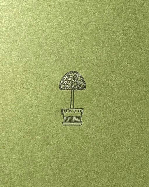 Letterpress Card- Simple & Sweet Topiary-Green/Black