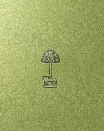 Letterpress Card- Simple & Sweet Topiary-Green/Black