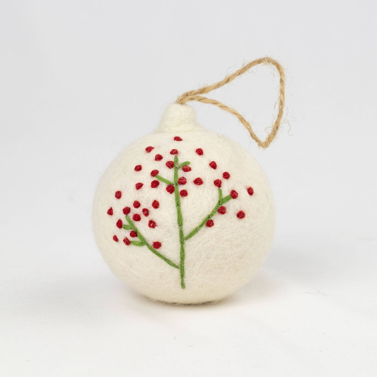 Ornament - Christmas - Embroidered White Ball, Assorted