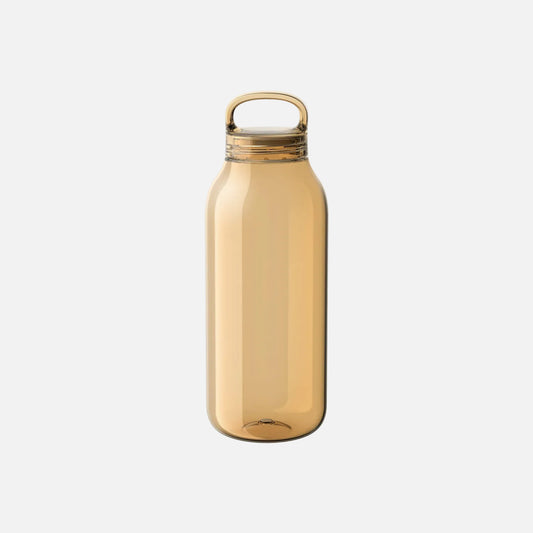 Gold-colored water bottle with a gold cap on a white background