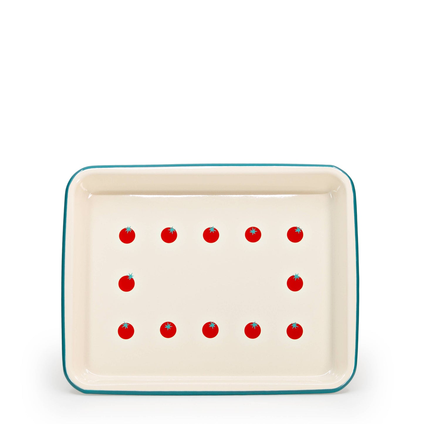 Dan Pelosi x CCH Tomato Enamelware Small Rectangle Tray: Red Rim