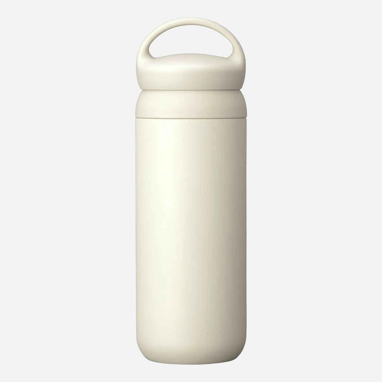White thermos bottle with a handle on a white background