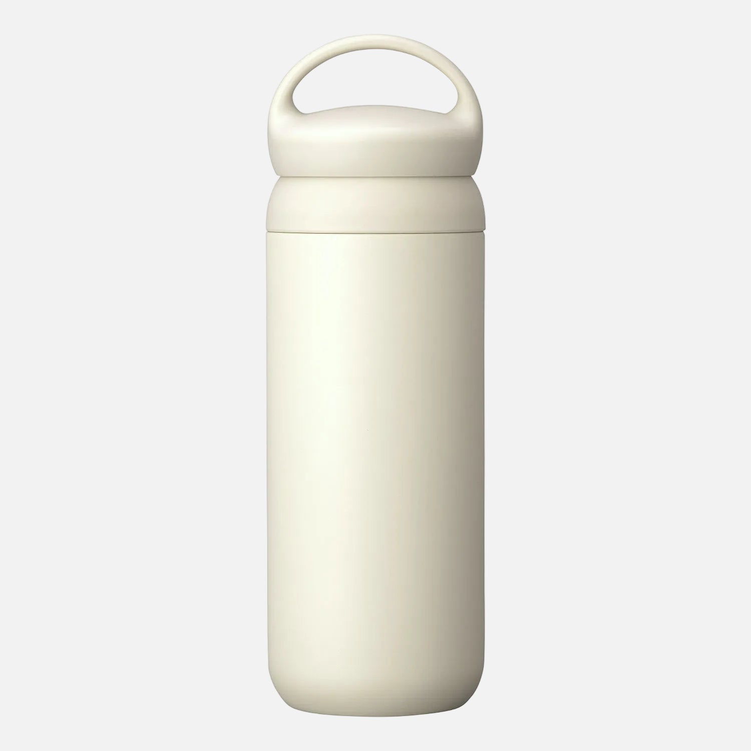 White thermos bottle with a handle on a white background