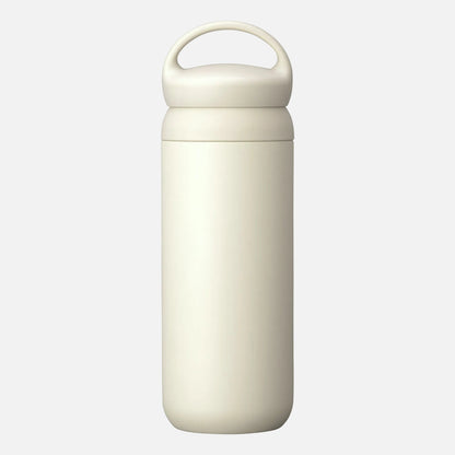 White thermos bottle with a handle on a white background