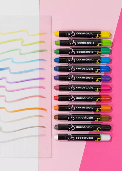 Erasable Silky Window Crayons - 12 Colors