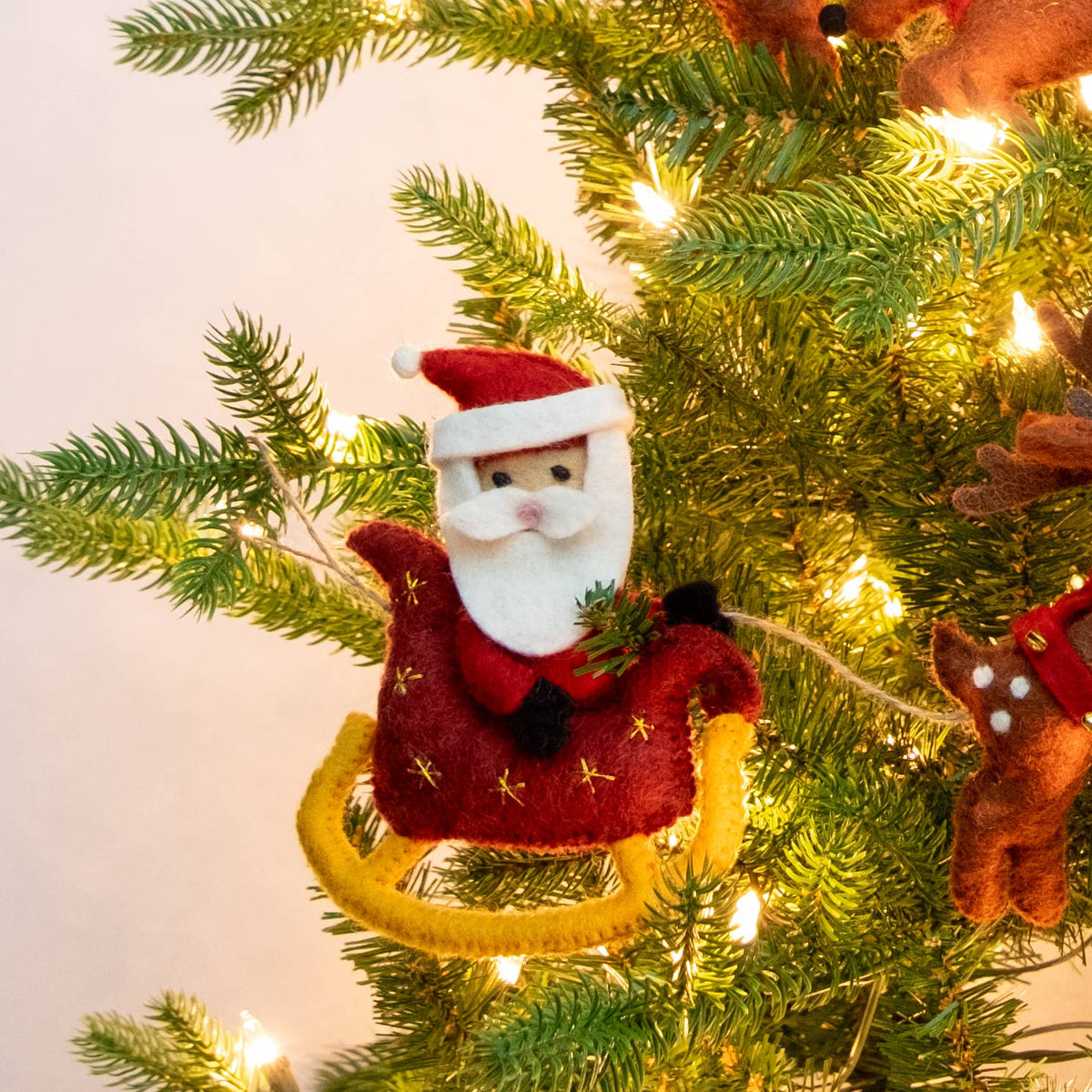 Garland - Christmas - Santa Sleigh and 8 Reindeer - Brown
