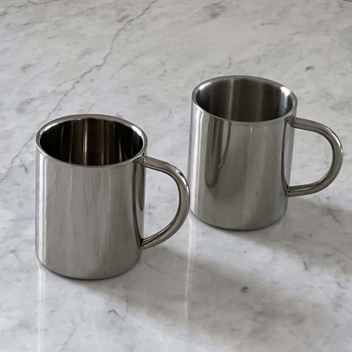 Love Ecru Double-Layer Glossy Stainless Steel Cups