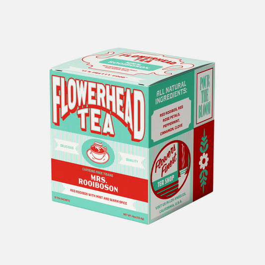 Box of Flowerhead Tea on a white background