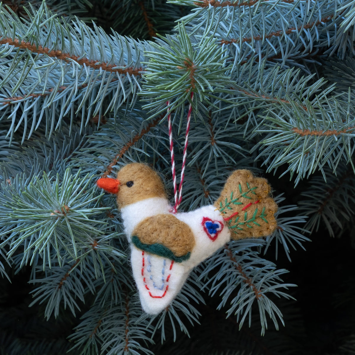 Ornament - Embroidered Felt Birds - 6 assorted