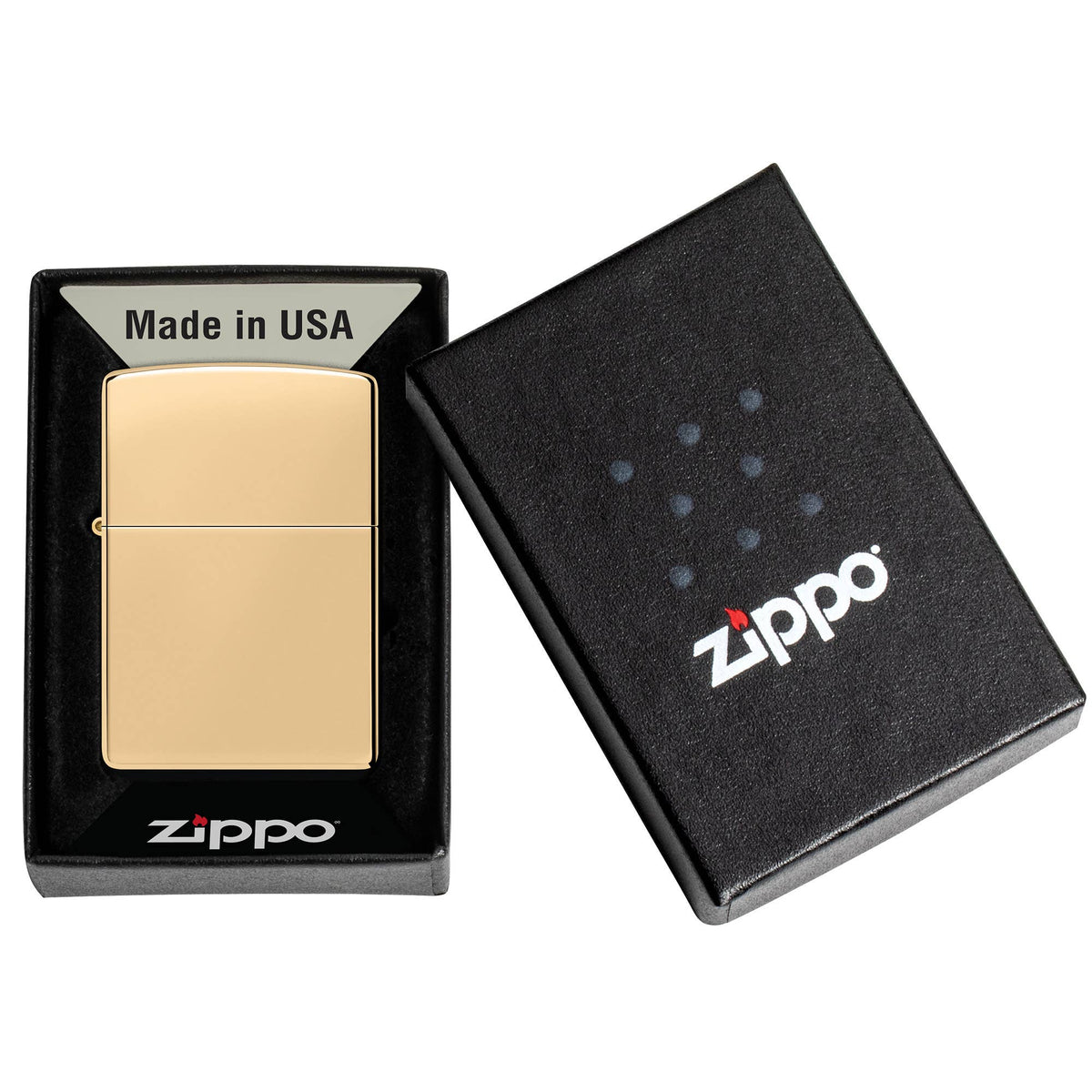 Zippo Classic High Polish Brass Windproof Lighter + Gift Kit