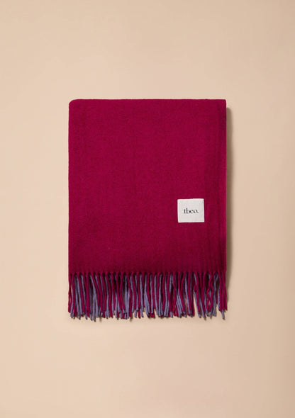 Recycled Wool Blanket in Burgundy Block