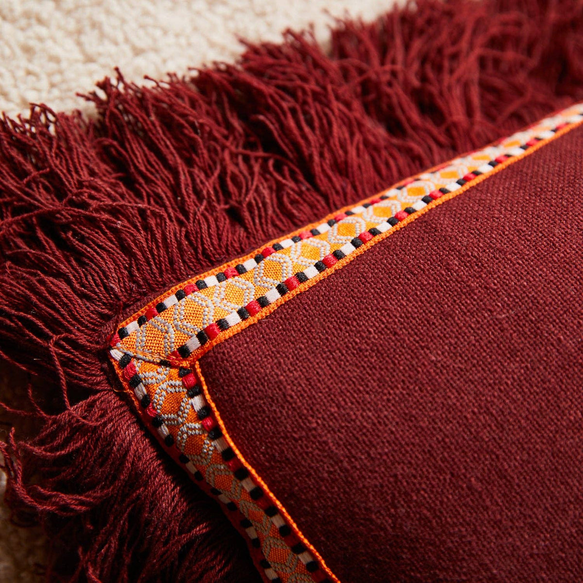 Vivi Appliqué Cushion - Rosewood: Feather Insert