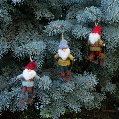 Ornament - Christmas Decor - Gnome on Skis, Assorted