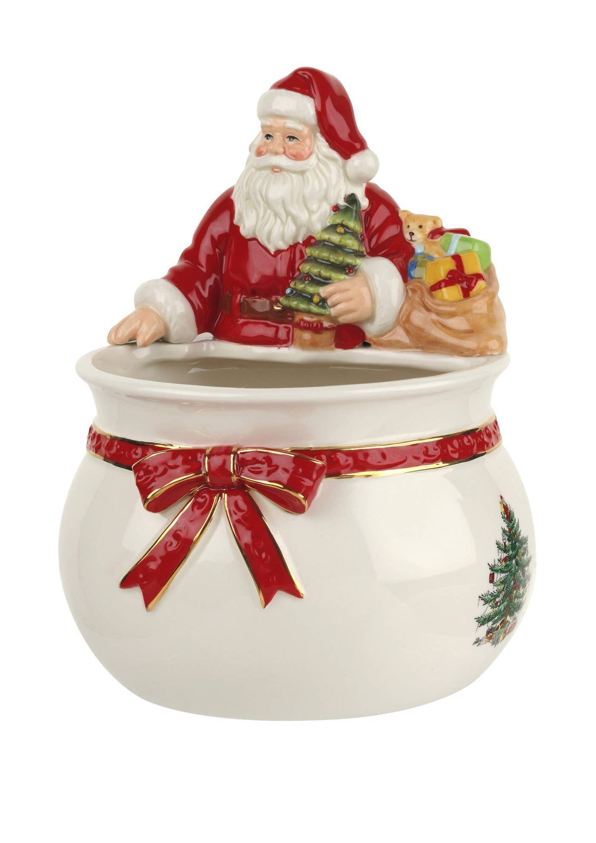 Spode Christmas Tree Santa Candy Bowl - 7.75"