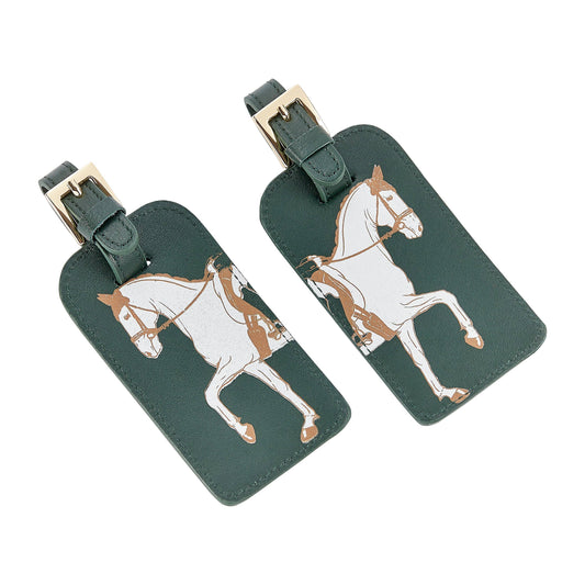 Equestrian Leather Luggage Tag Set