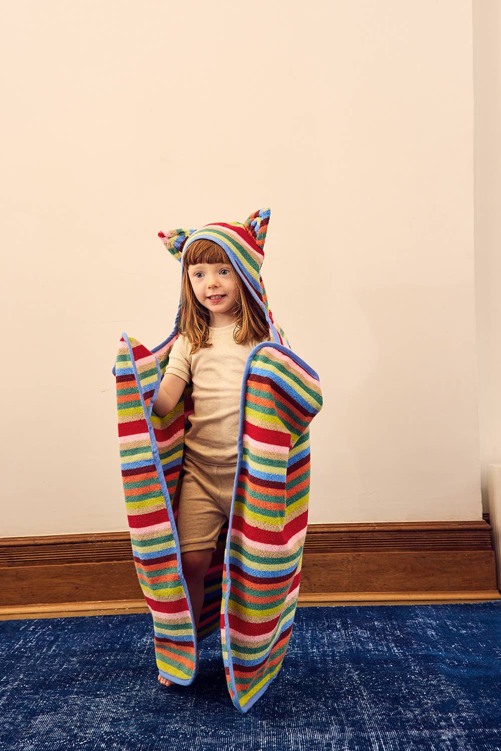 Butterfly Stripe Kids Hooded Towel: Baby