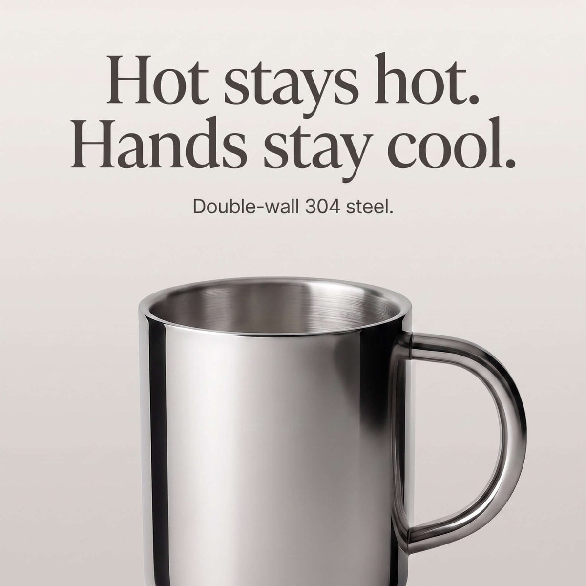 Double-Layer Glossy Stainless Steel Cup with handle